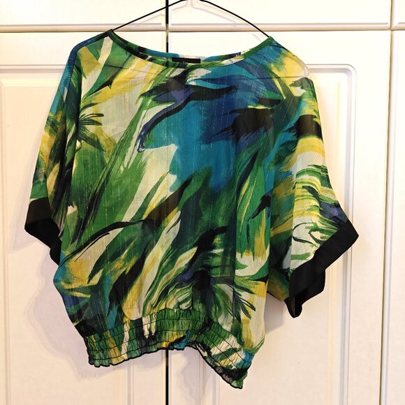 Tops - IZ Byer California Green/Teal/White Top, Size Small